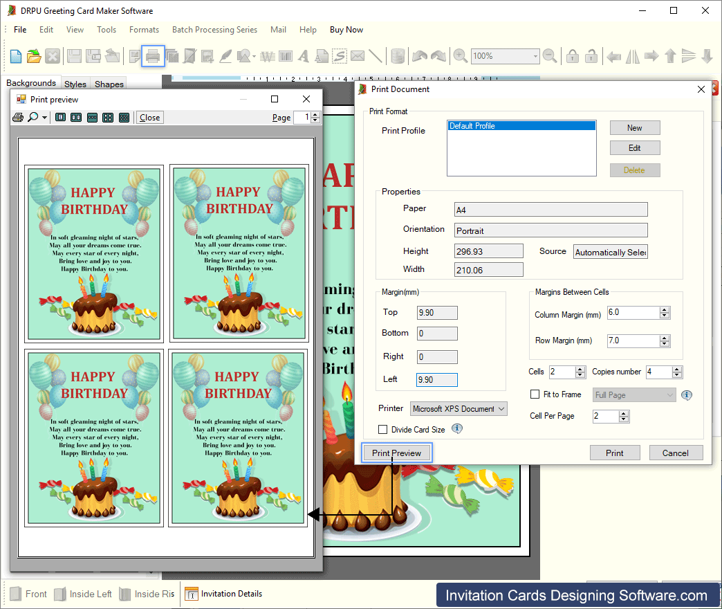 Screenshots of Greeting Cards Designing Software to know how to design