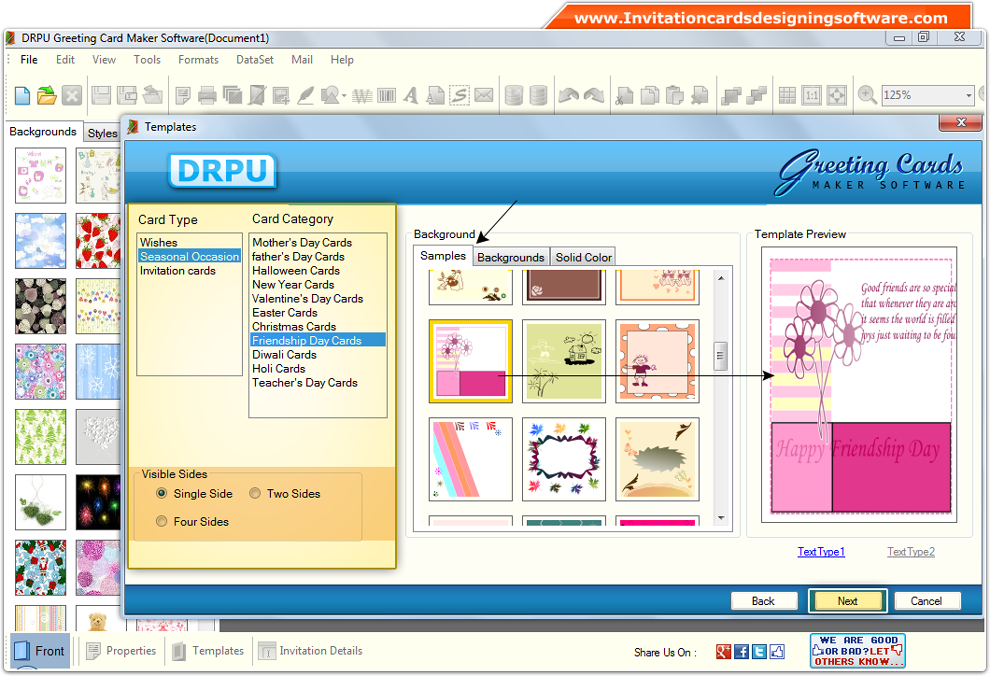 Screenshots of Greeting Cards Designing Software to know how to design