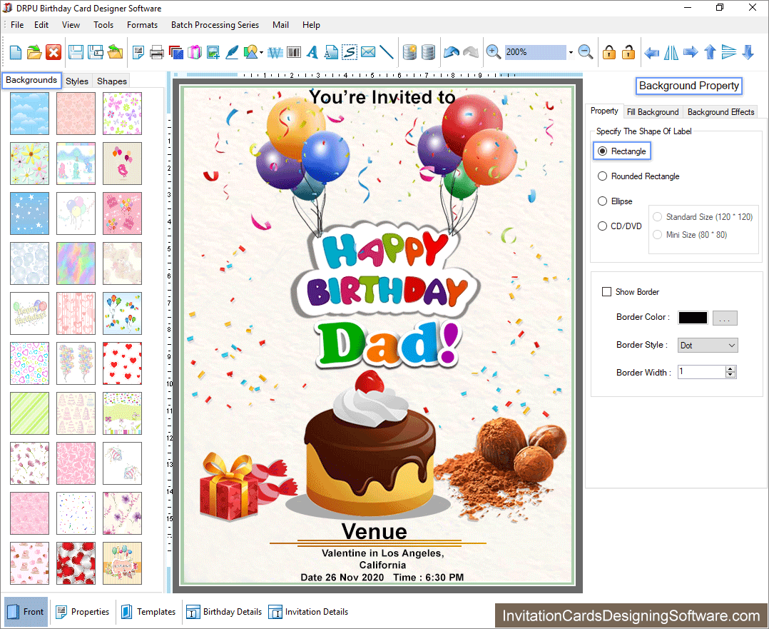 Birthday Cards Designing Background Property