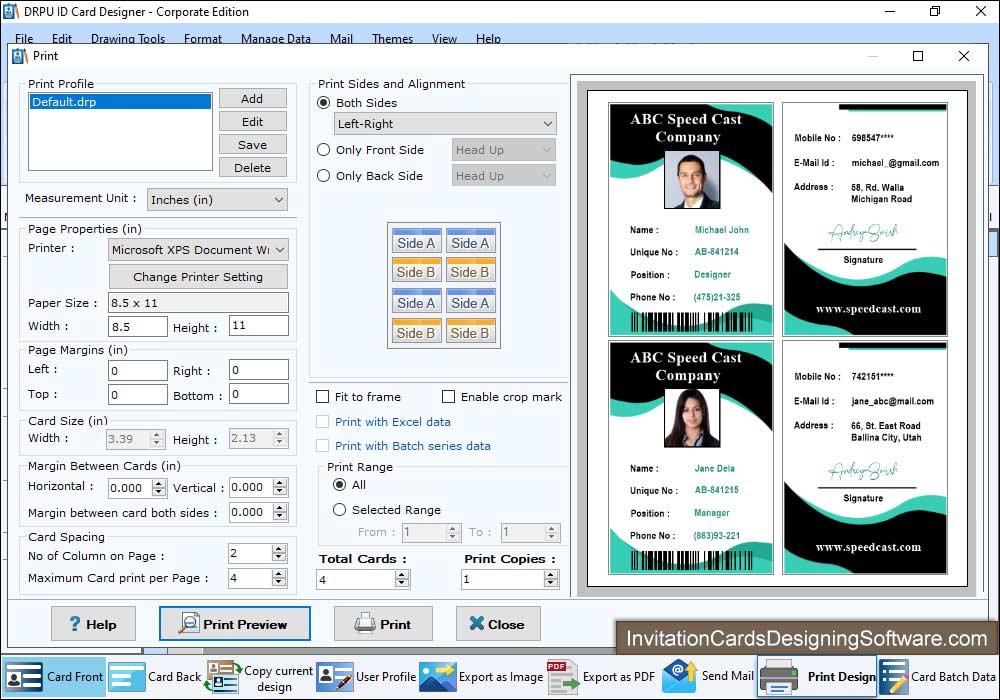 ID Card Design - Corporate Edition Print Preview