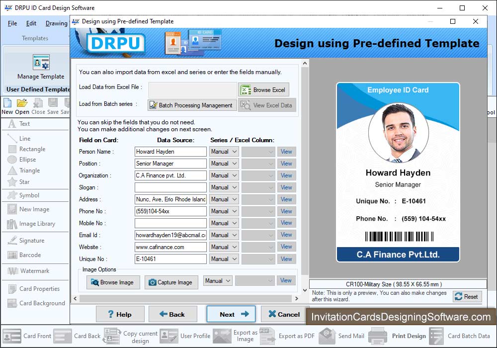 ID Cards Designing user Profile for templates