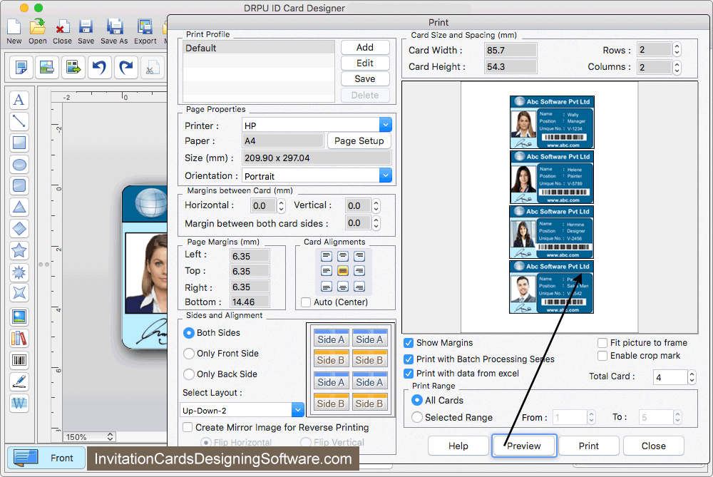 ID Card Designer for Mac Print Preview