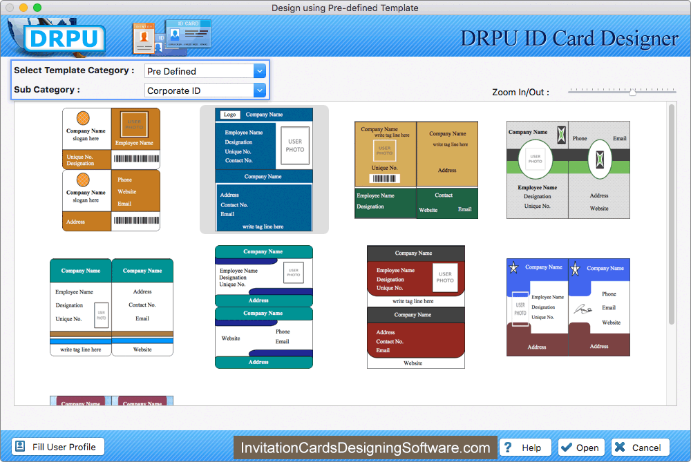 ID Card Designer for Mac Select Template Category