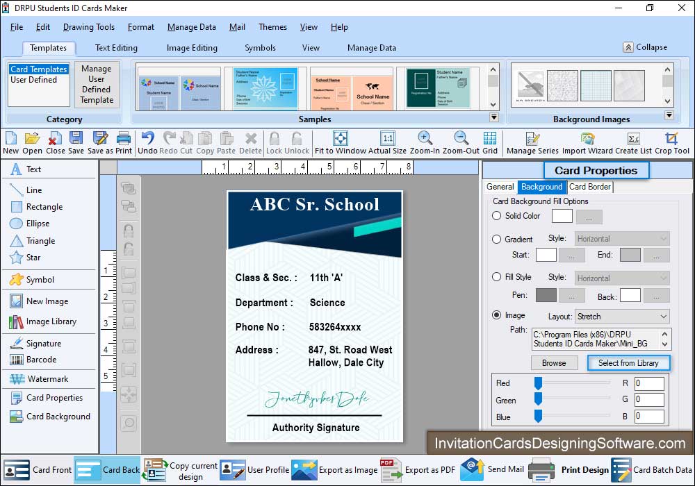 Student ID Card Properties