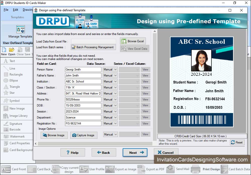 Student ID Card User Profile Information