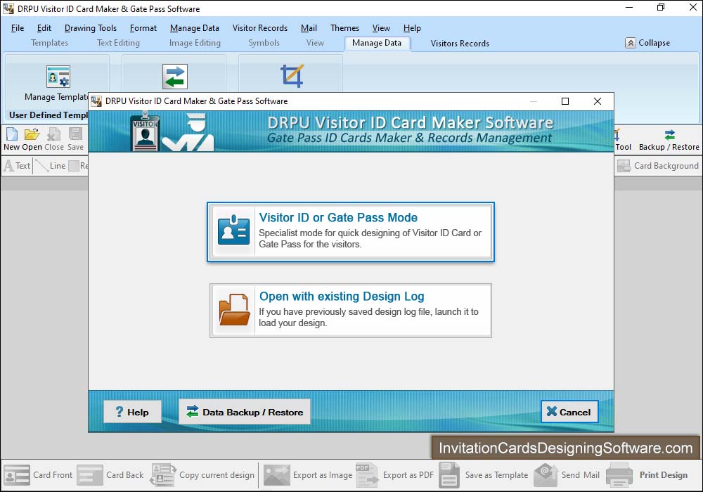 Visitor ID Card Designing Software Select template Category