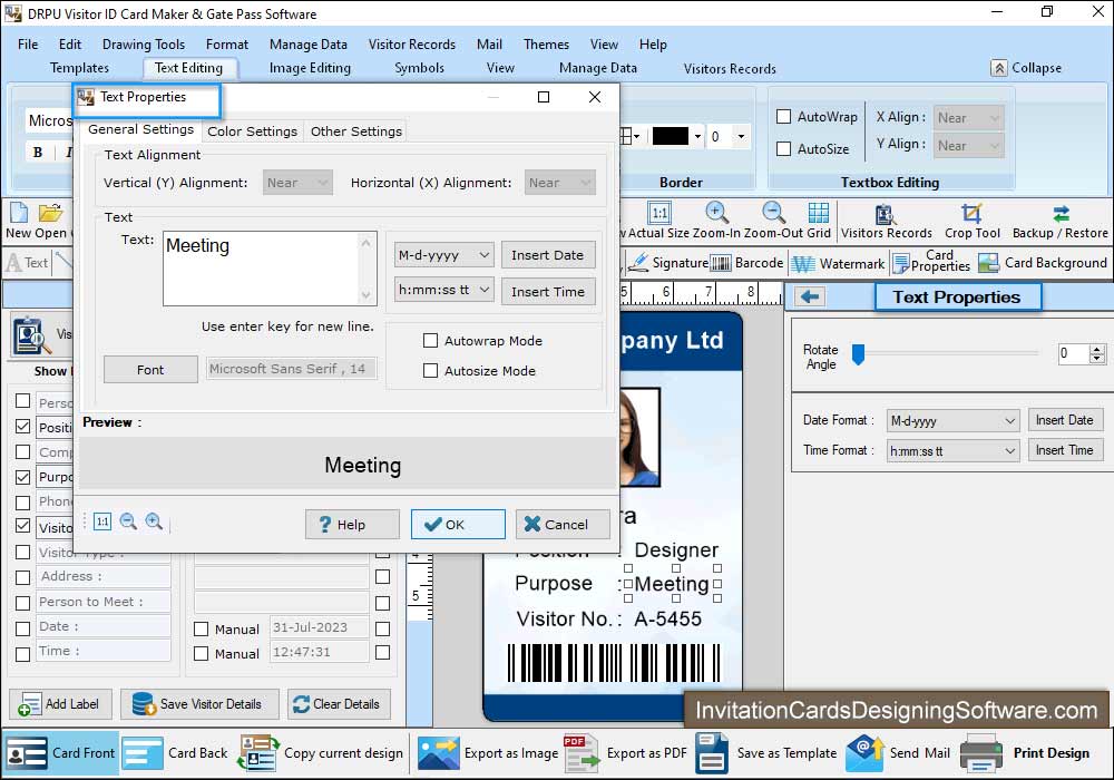 Visitor ID Card Designing Software