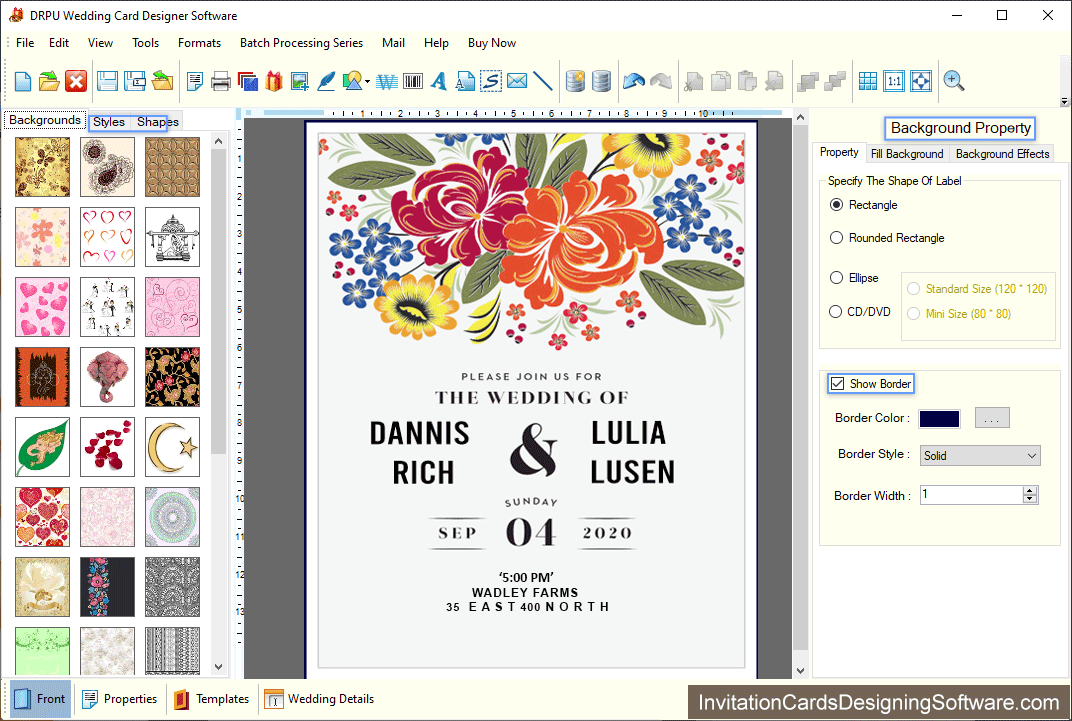 Wedding Cards Designing Software Background Property