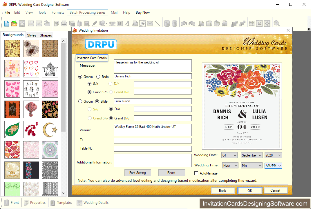 Wedding Cards Designing Software Invitation Card Details