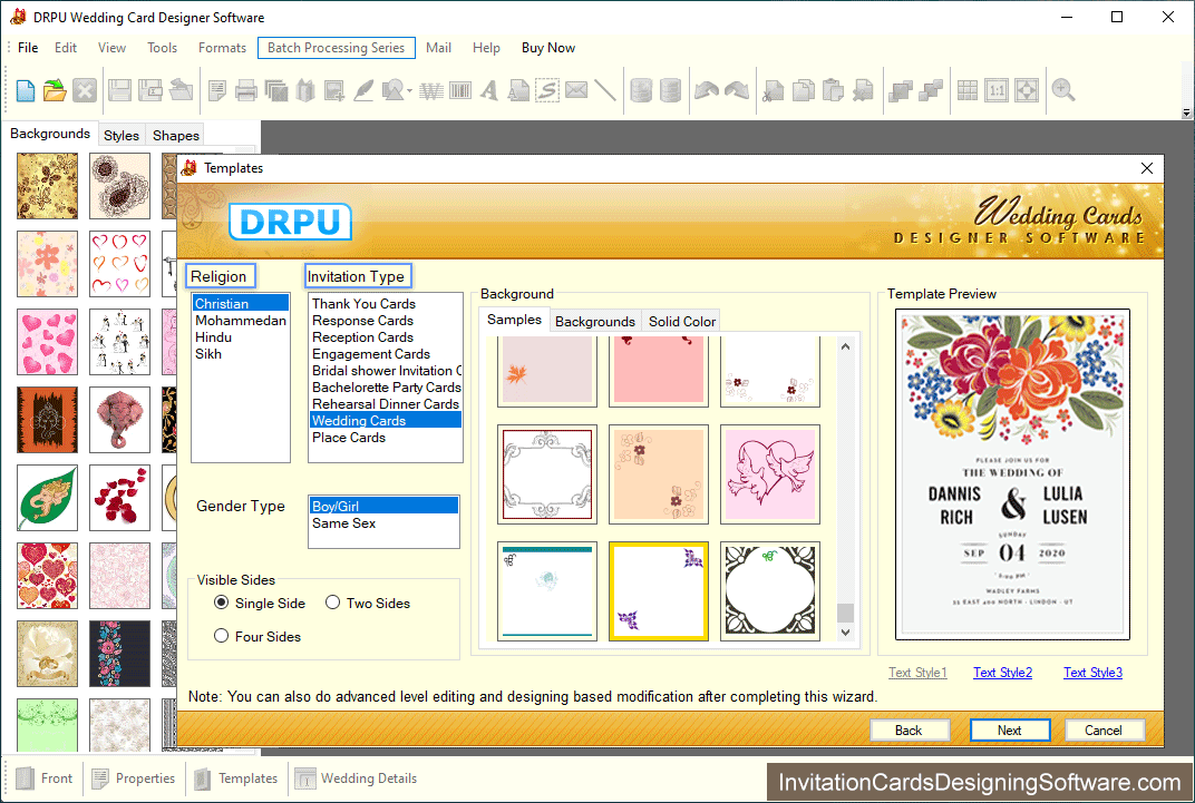 Wedding Cards Designing Software Select templates