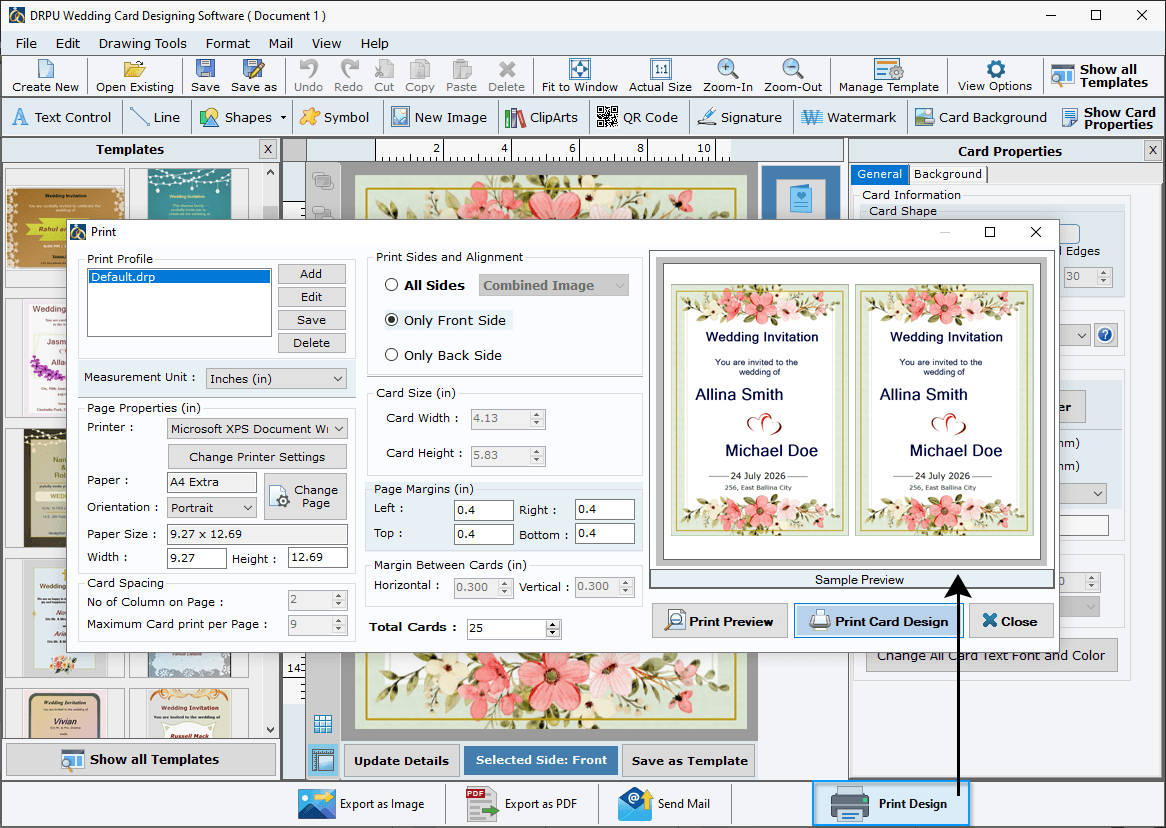 Wedding Cards Designing Software Print Preview